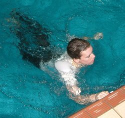 cotton swim shirt in swimming pool